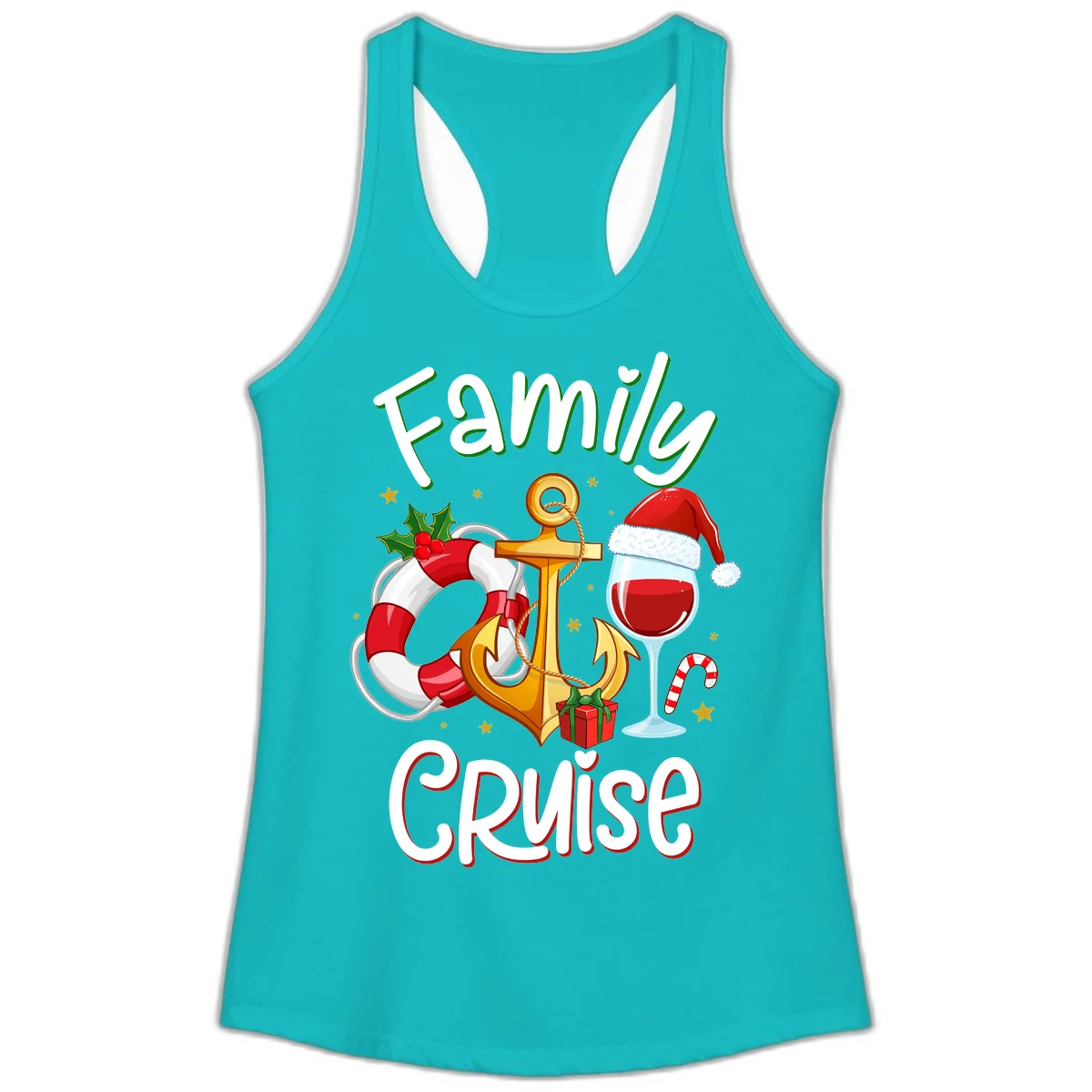 Family Cruise Nautical Holiday Ladies Tank in Tahiti Blue