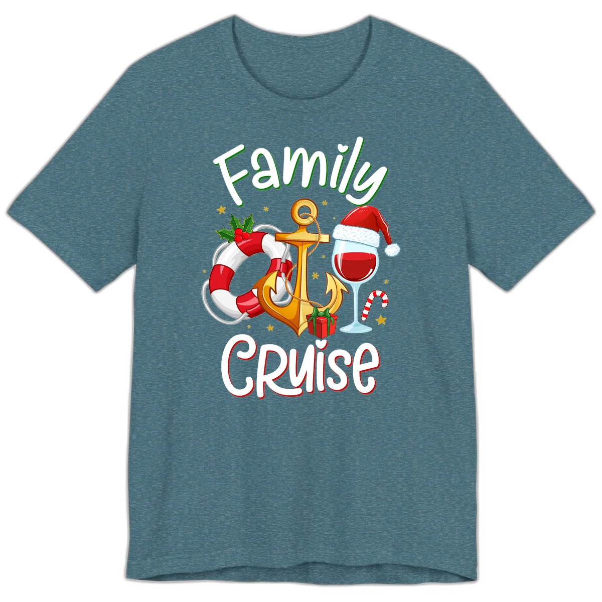 Family Cruise Nautical Holiday Premium T-Shirt in Heather Deep Teal