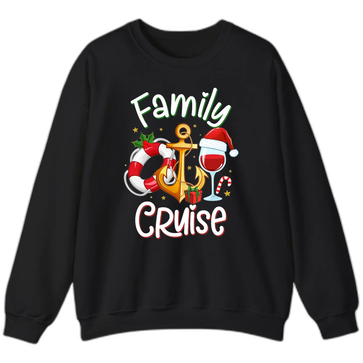 Family Cruise Nautical Holiday Sweatshirt in Black