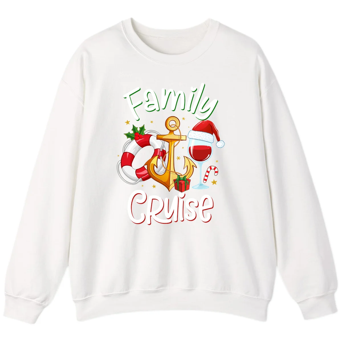 Family Cruise Nautical Holiday Sweatshirt in White