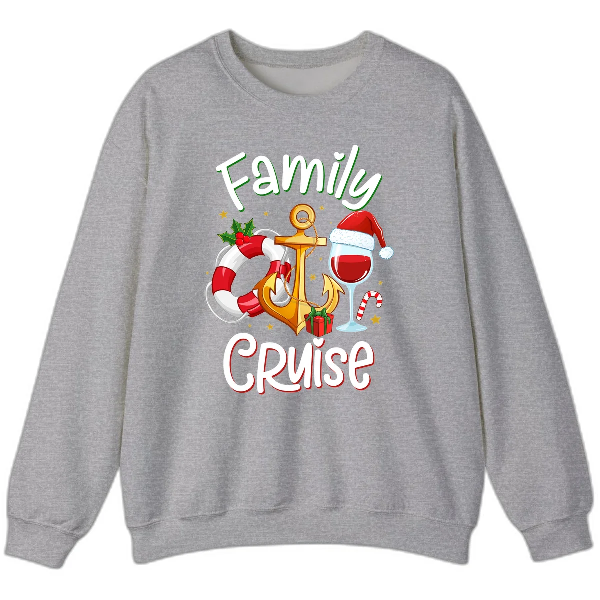 Family Cruise Nautical Holiday Sweatshirt in Sport Grey
