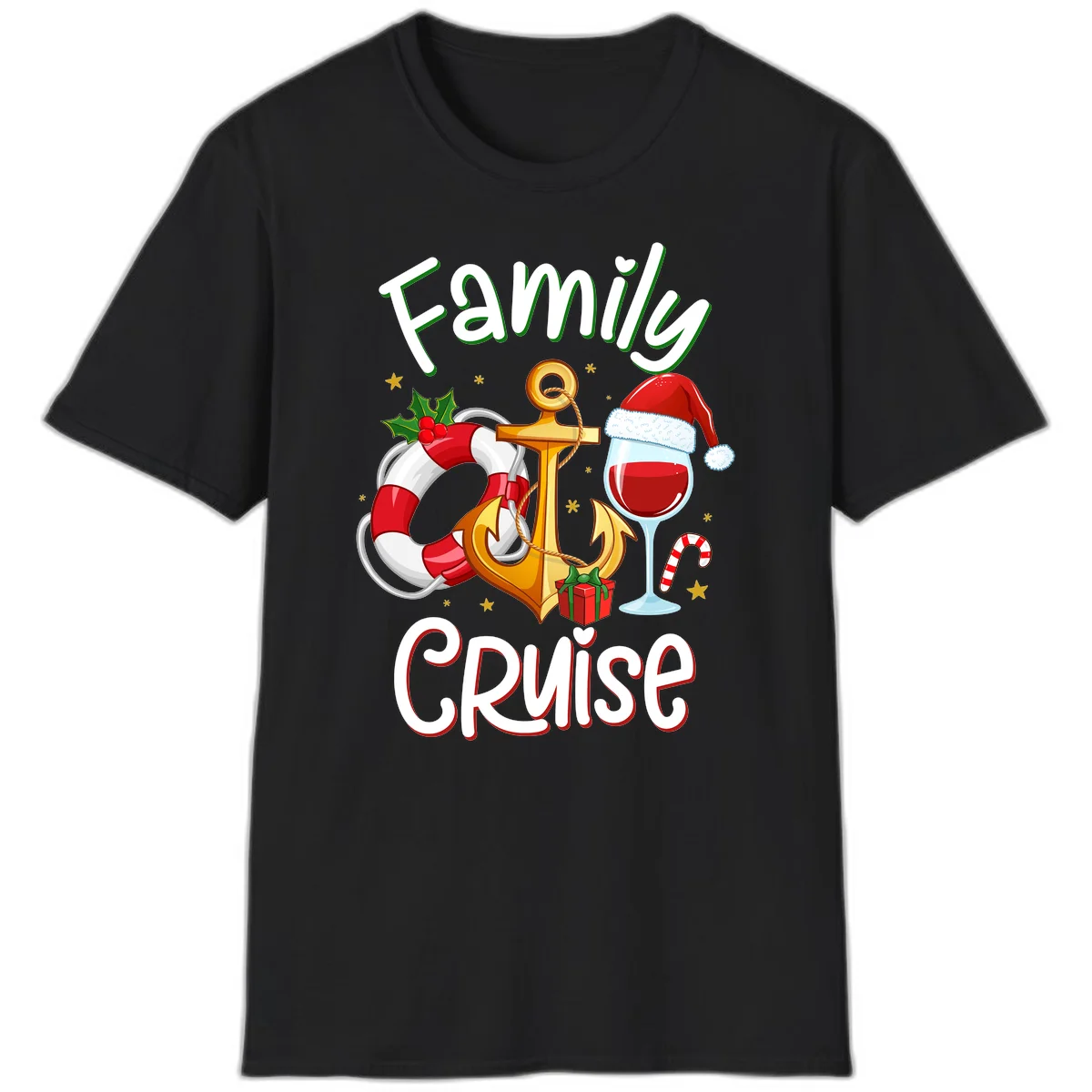 Family Cruise Nautical Holiday T-Shirt in Black