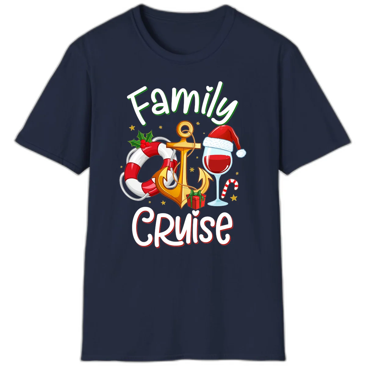 Family Cruise Nautical Holiday T-Shirt in Navy