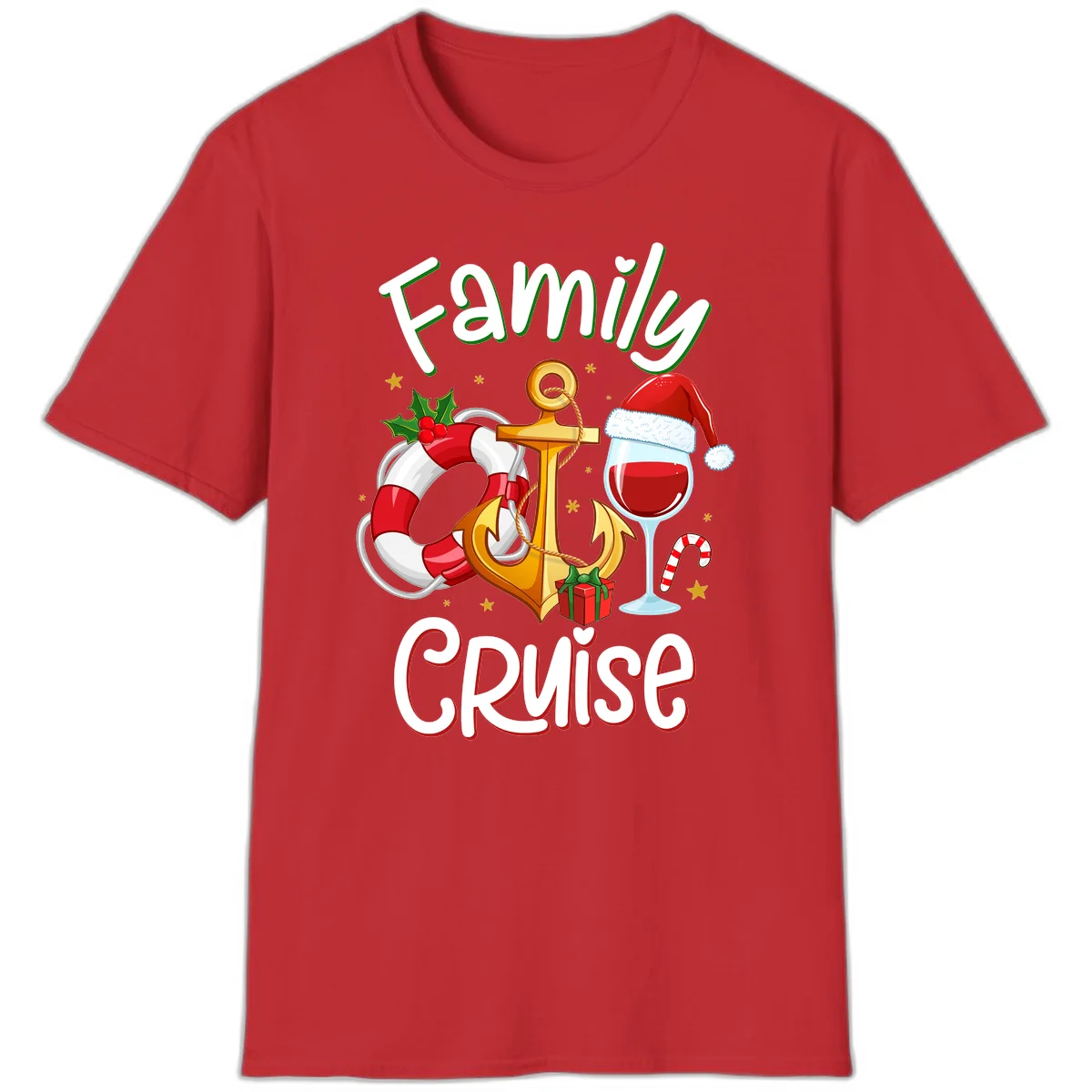 Family Cruise Nautical Holiday T-Shirt in Red