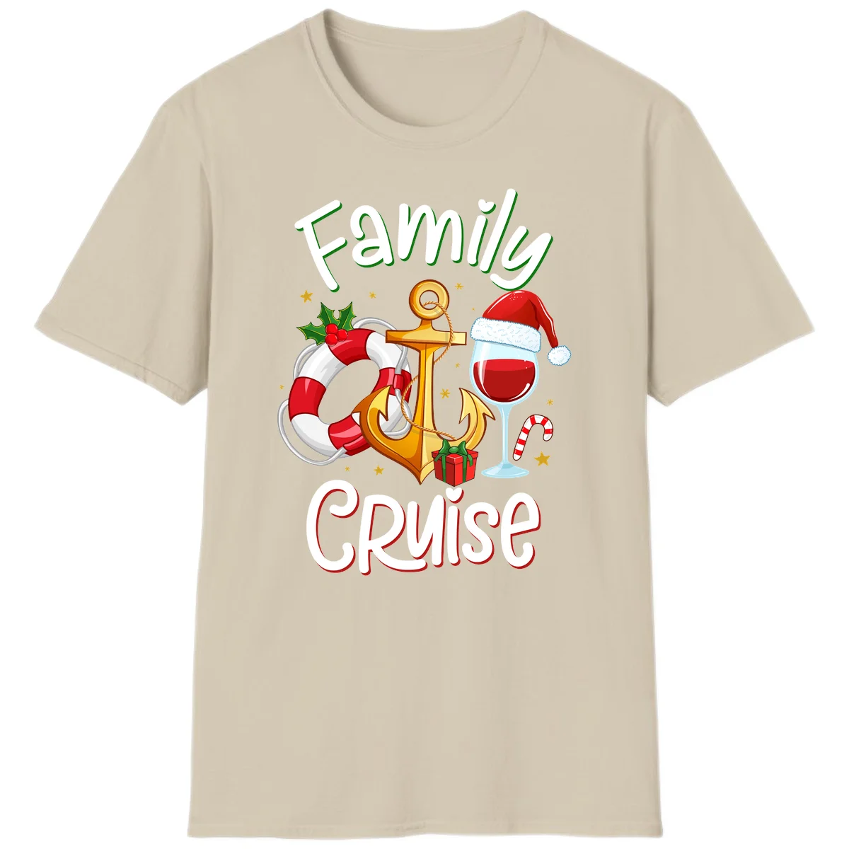 Family Cruise Nautical Holiday T-Shirt in Sand