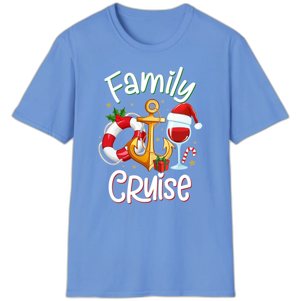 Family Cruise Nautical Holiday T-Shirt in Carolina Blue