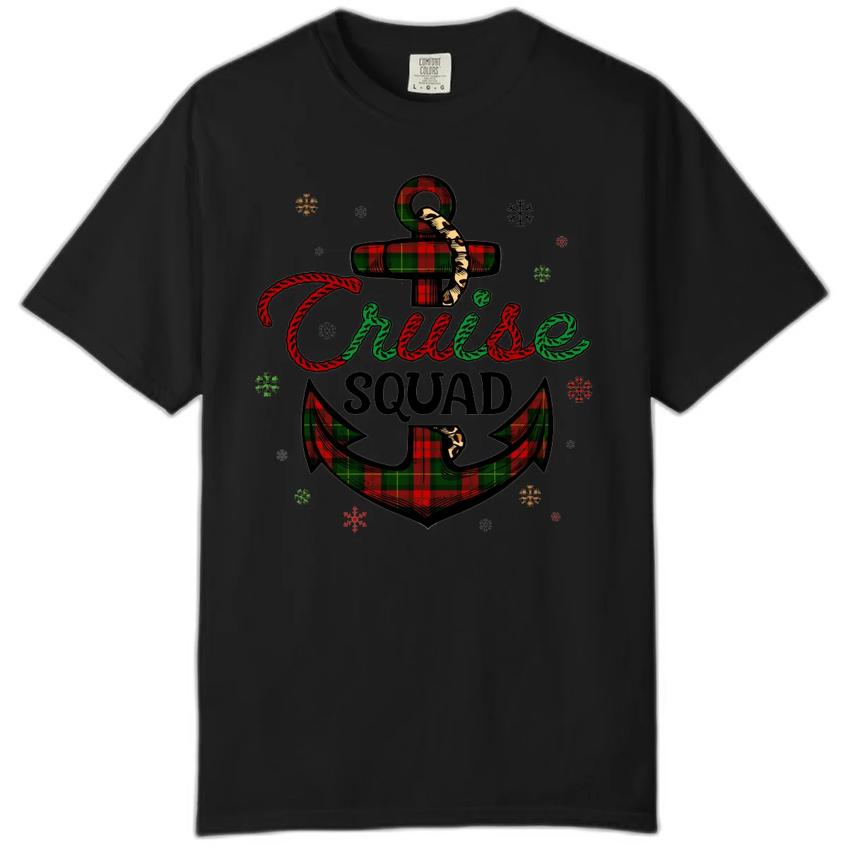 Cruise Squad Anchor Holiday Comfort Color Tee in Black