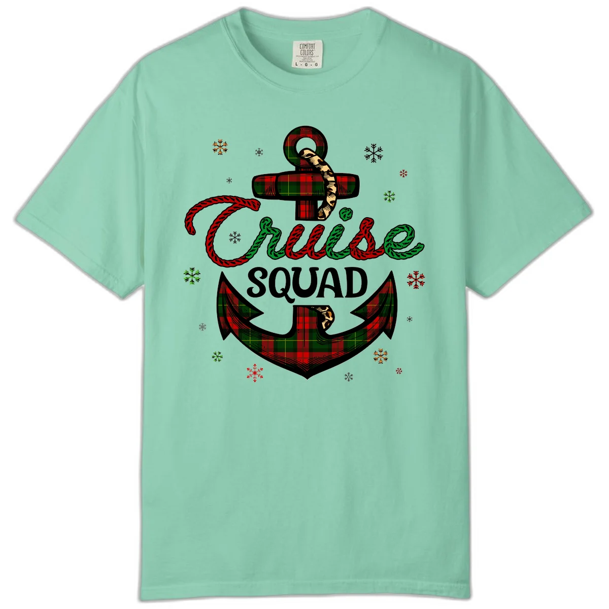 Cruise Squad Anchor Holiday Comfort Color Tee in Island Reef