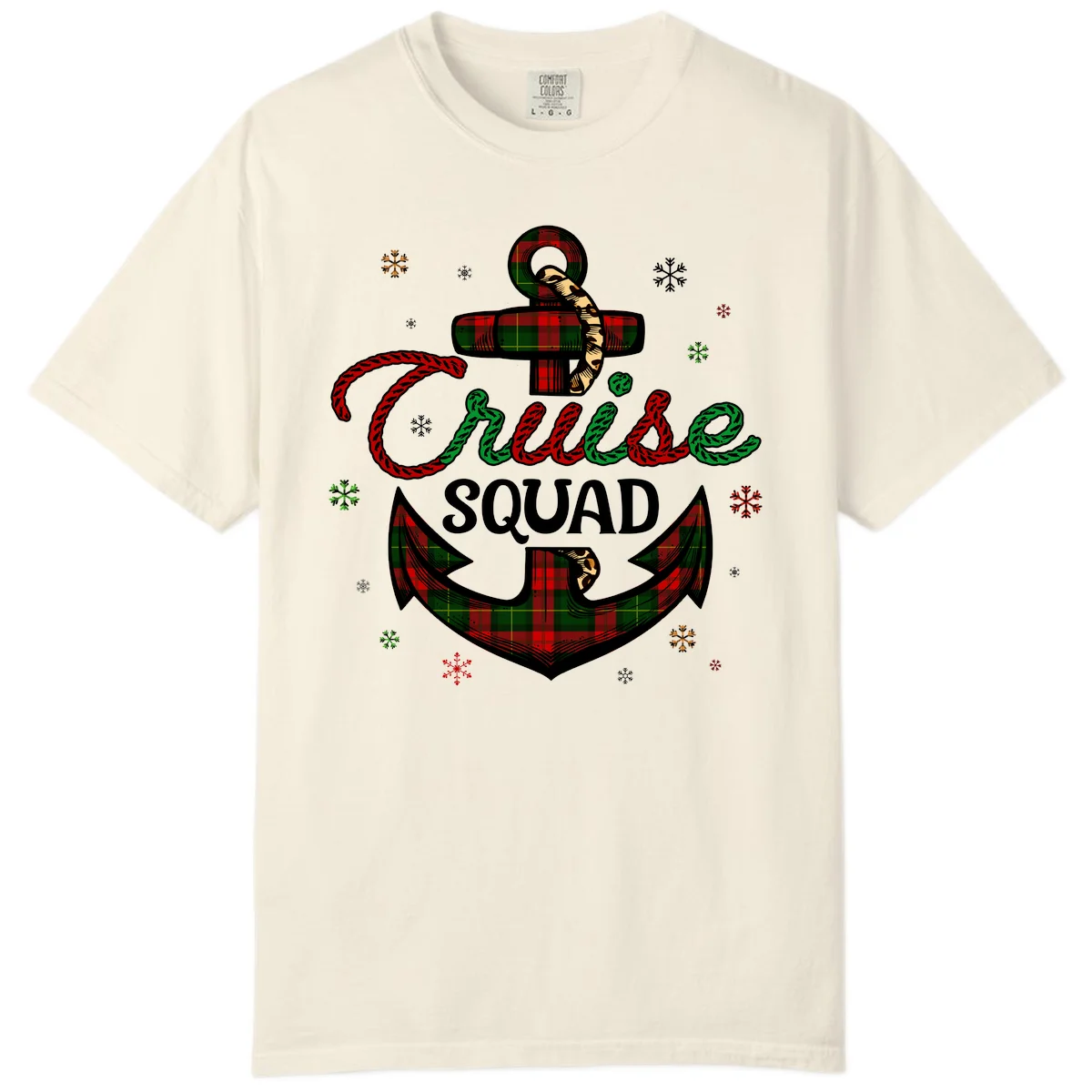 Cruise Squad Anchor Holiday Comfort Color Tee in Ivory