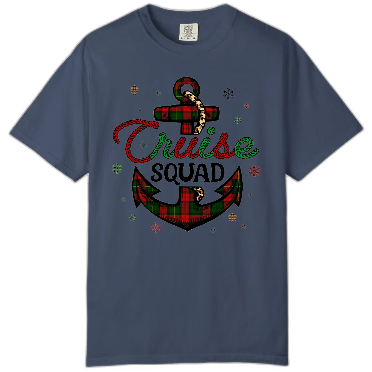 Cruise Squad Anchor Holiday Comfort Color Tee in Midnight