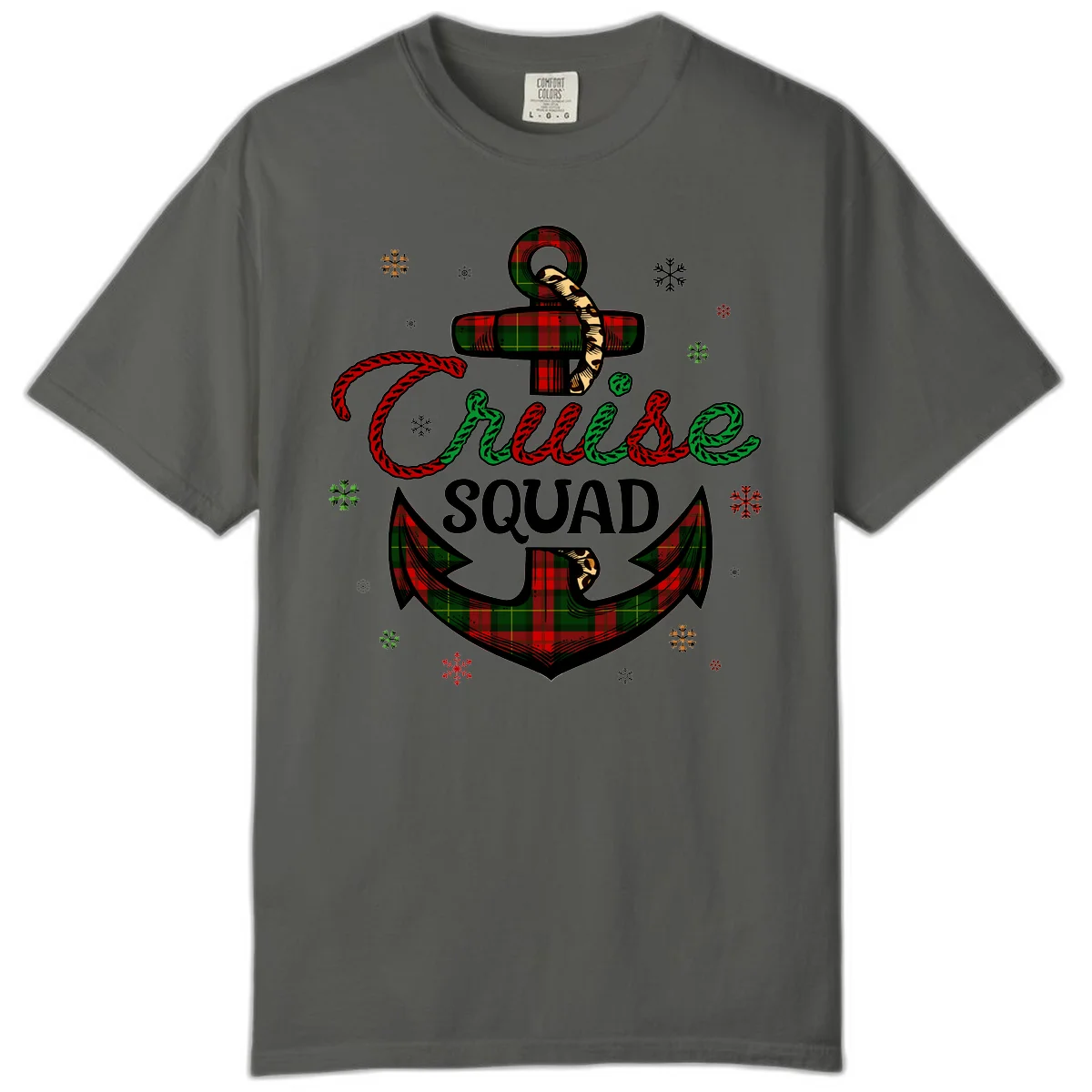 Cruise Squad Anchor Holiday Comfort Color Tee in Pepper