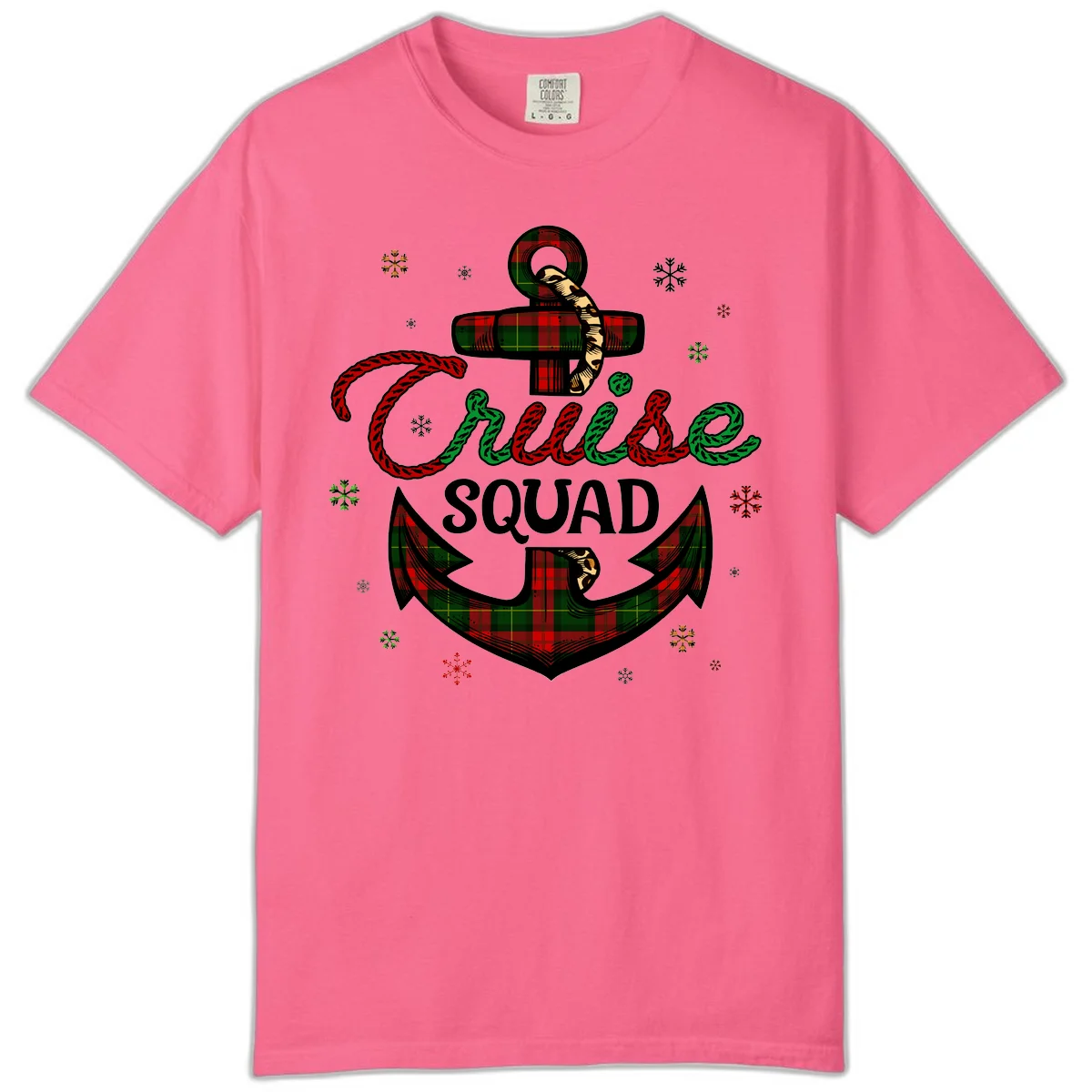 Cruise Squad Anchor Holiday Comfort Color Tee in Crunchberry