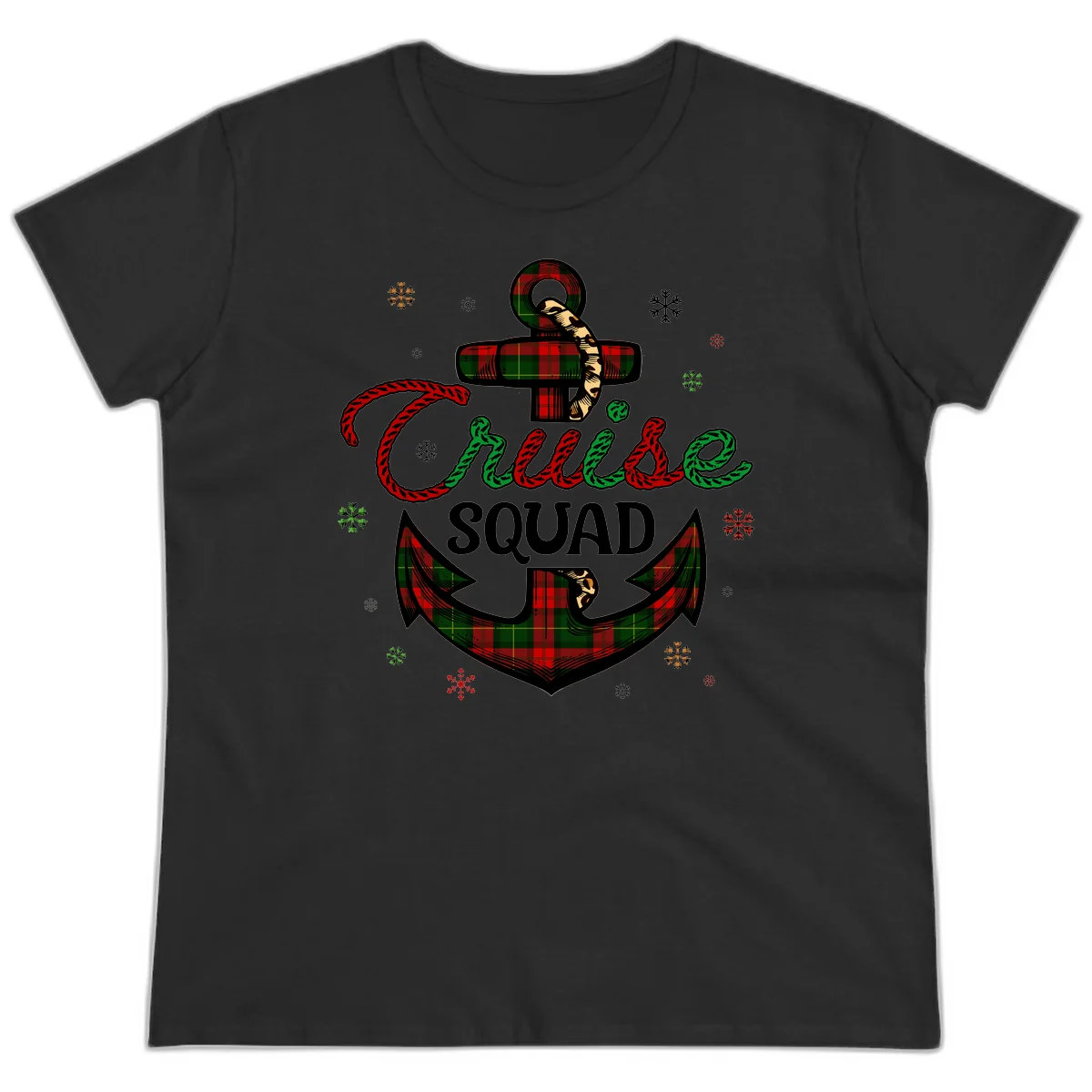 Cruise Squad Anchor Holiday Ladies Tee in Black