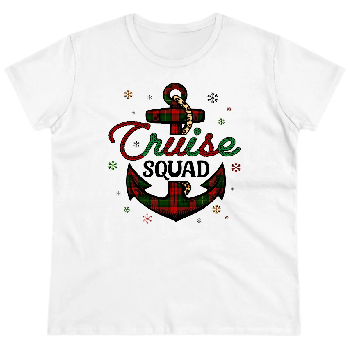 Cruise Squad Anchor Holiday Ladies Tee in White