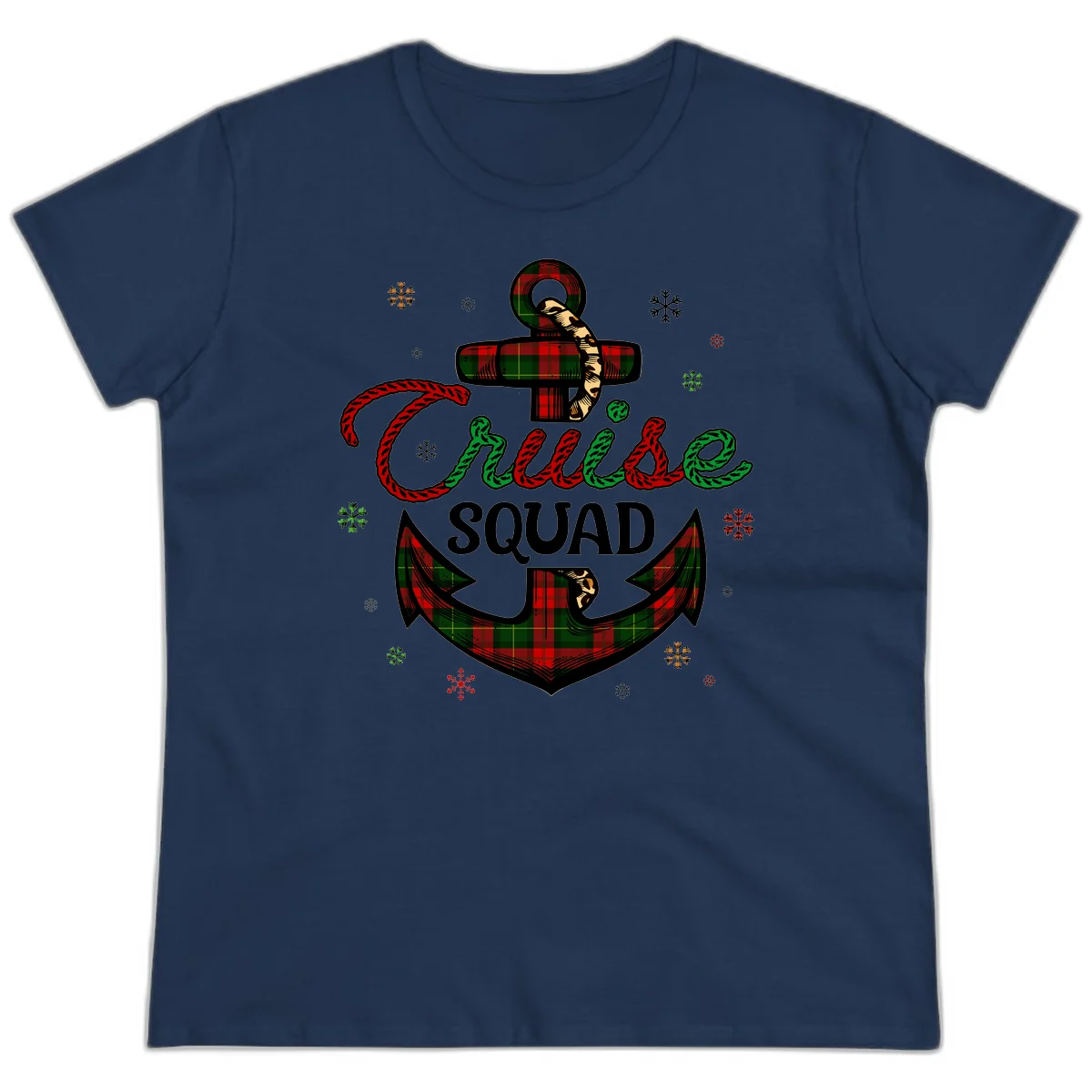 Cruise Squad Anchor Holiday Ladies Tee in Navy