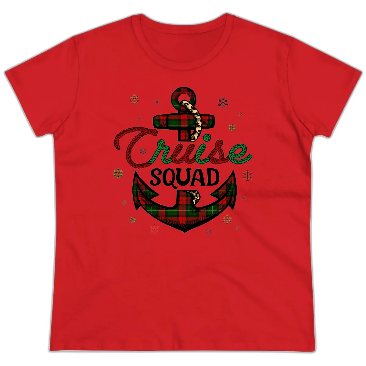 Cruise Squad Anchor Holiday Ladies Tee in Red