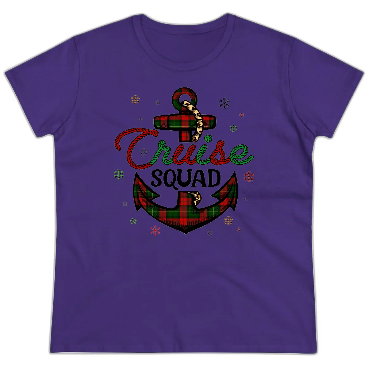 Cruise Squad Anchor Holiday Ladies Tee in Purple