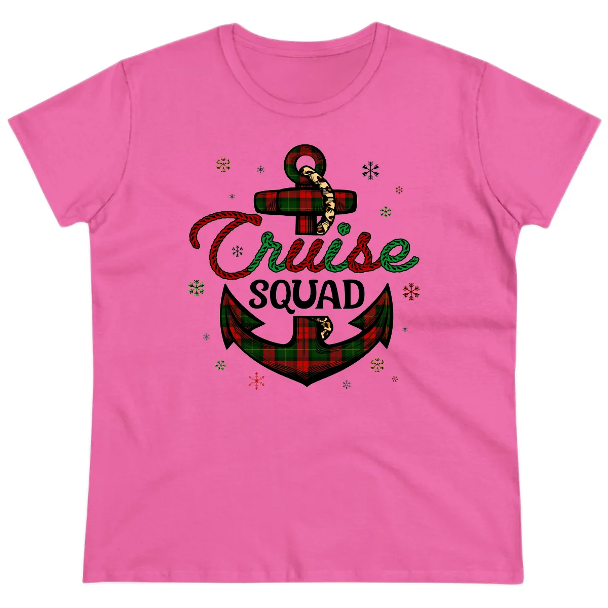 Cruise Squad Anchor Holiday Ladies Tee in Azalea