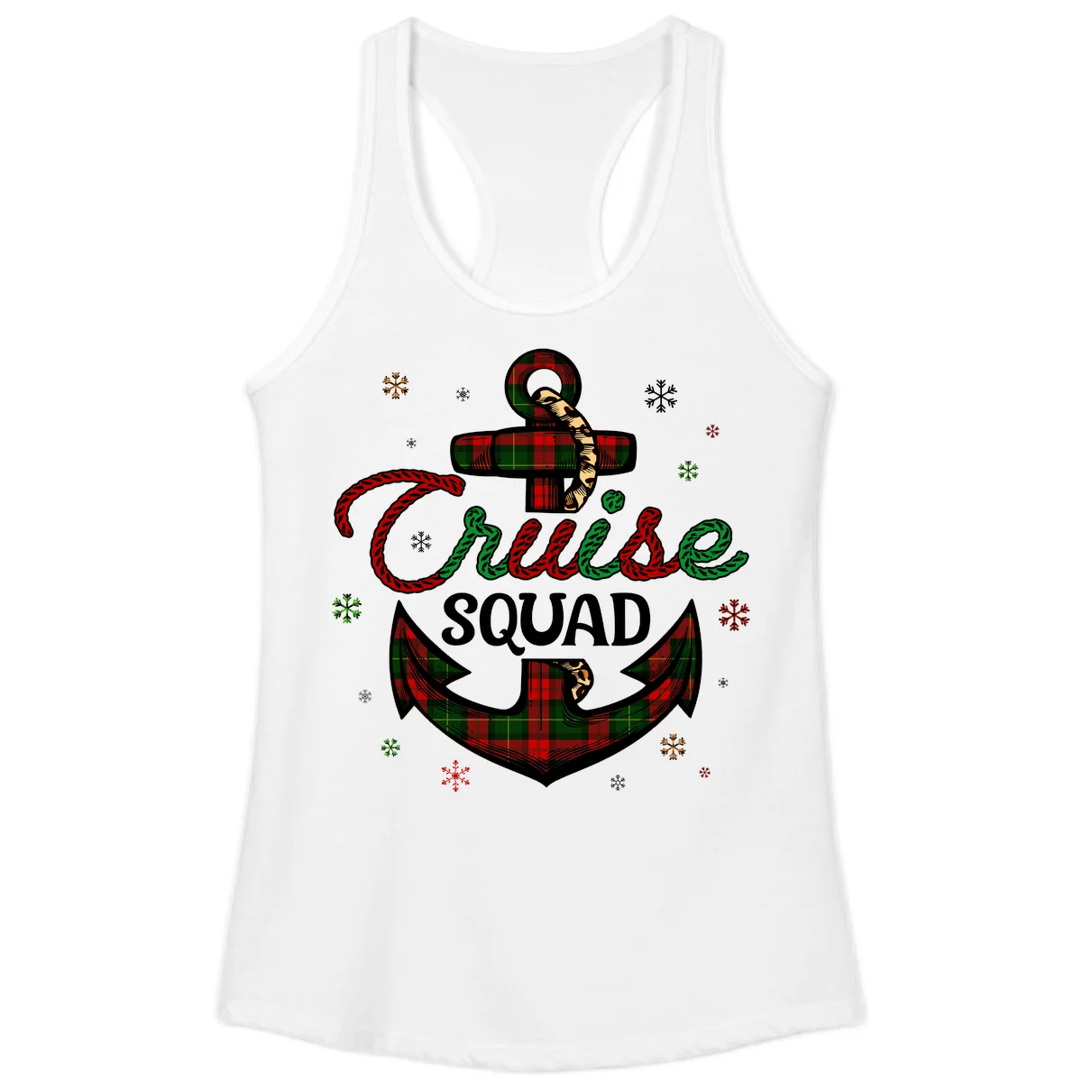 Cruise Squad Anchor Holiday Ladies Tank in White