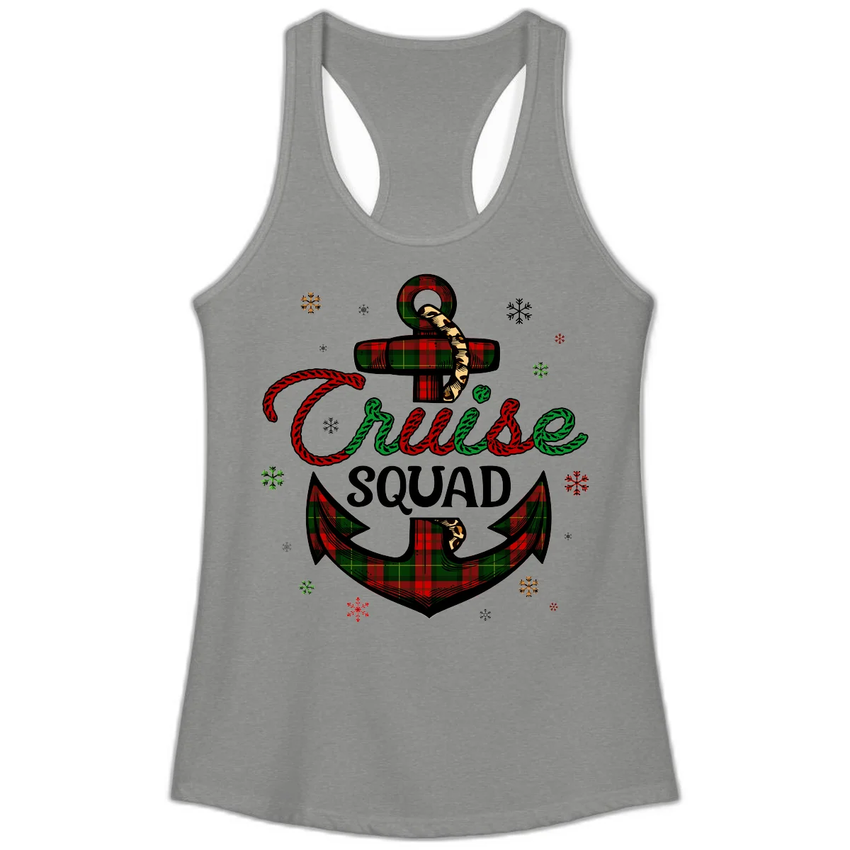 Cruise Squad Anchor Holiday Ladies Tank in Heather Grey