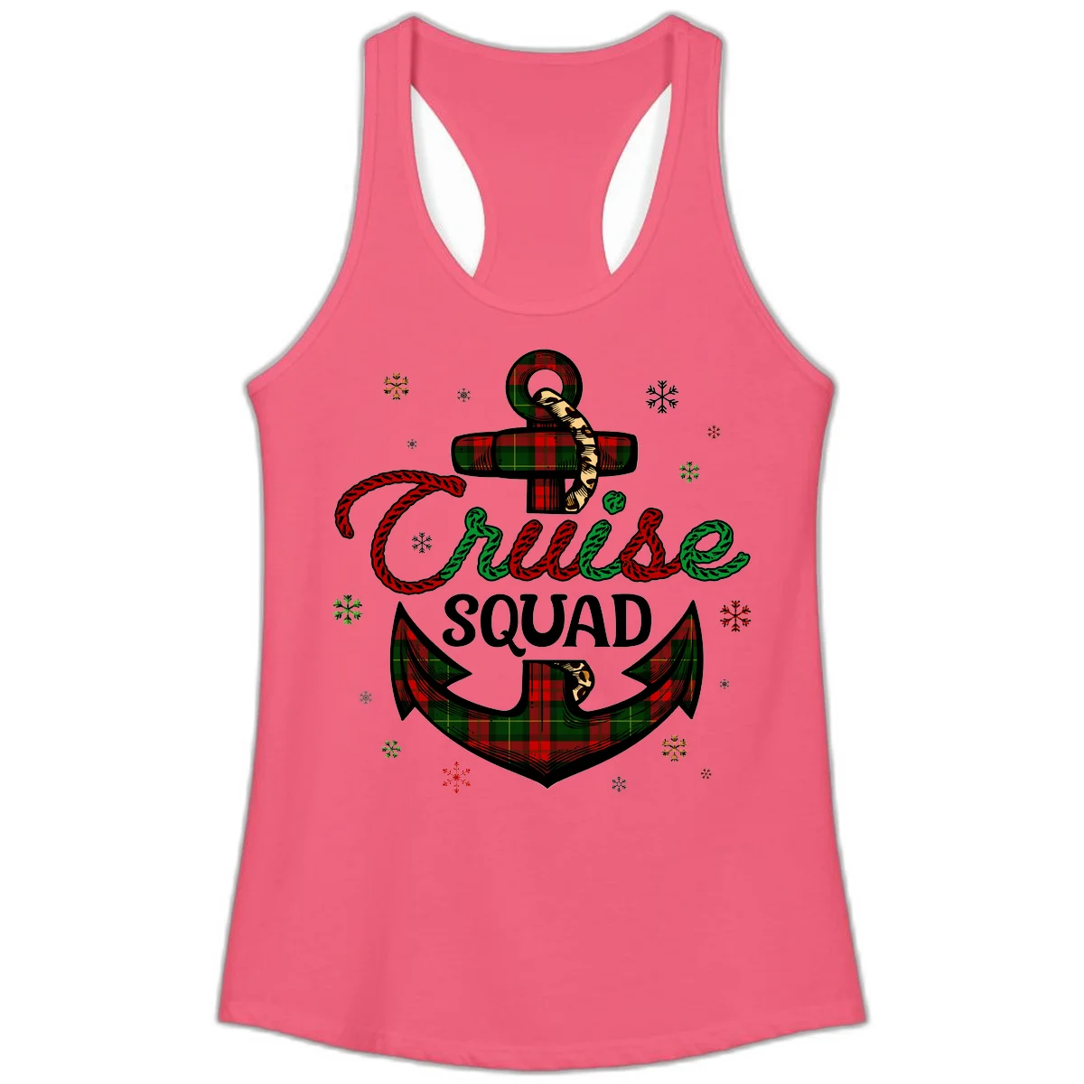 Cruise Squad Anchor Holiday Ladies Tank in Hot Pink