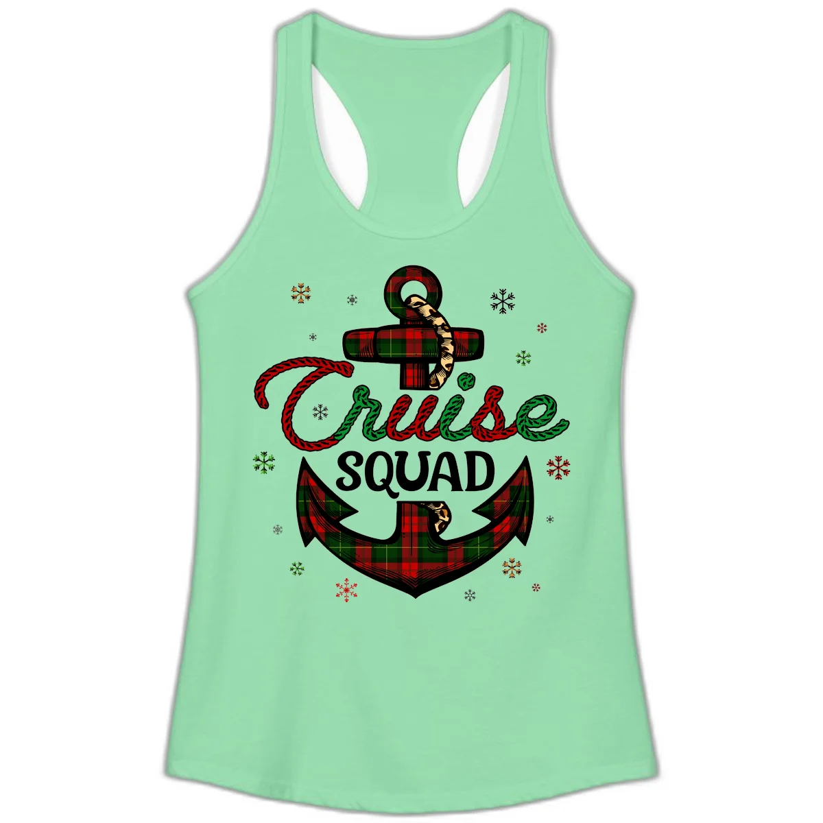 Cruise Squad Anchor Holiday Ladies Tank in Solid Mint