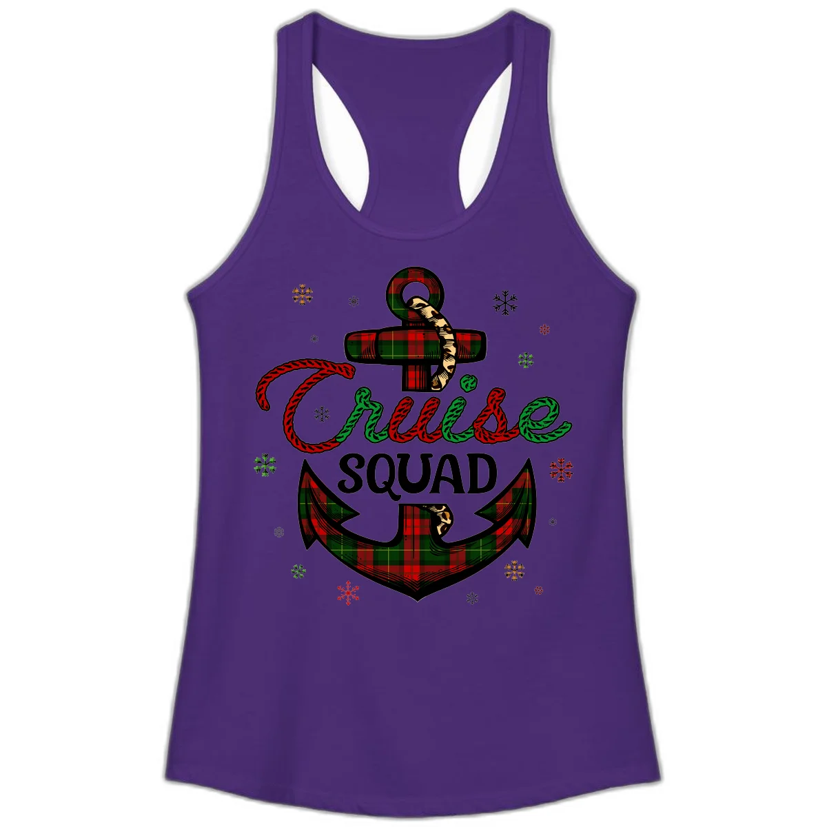 Cruise Squad Anchor Holiday Ladies Tank in Solid Purple Rush