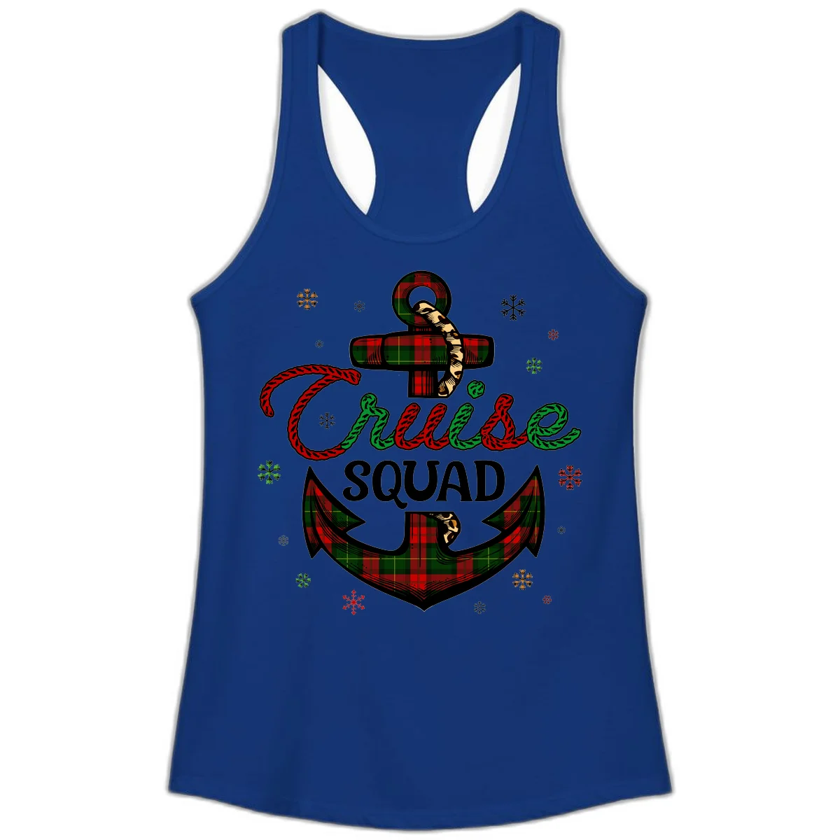 Cruise Squad Anchor Holiday Ladies Tank in Solid Royal