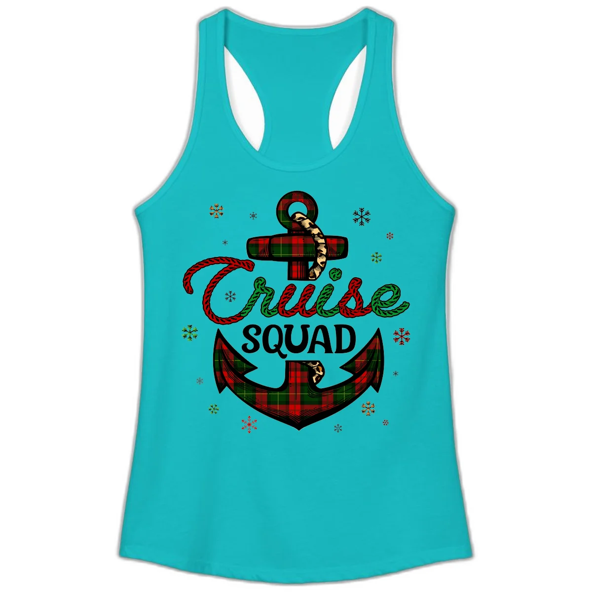 Cruise Squad Anchor Holiday Ladies Tank in Tahiti Blue