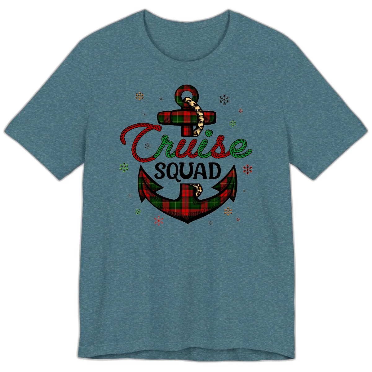 Cruise Squad Anchor Holiday Premium T-Shirt in Heather Deep Teal