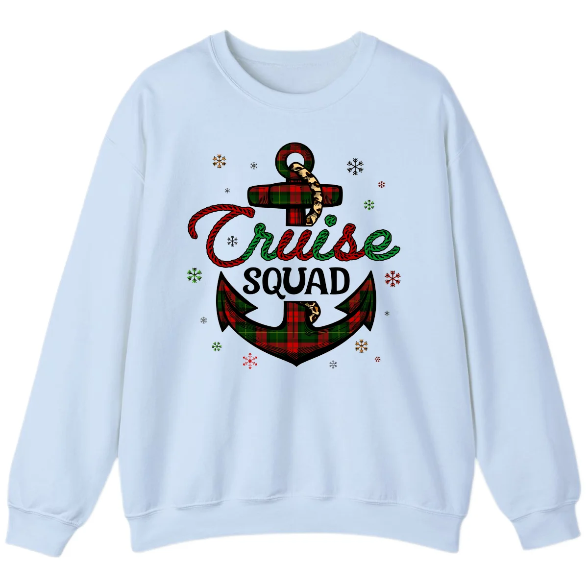 Cruise Squad Anchor Holiday Sweatshirt in Light Blue