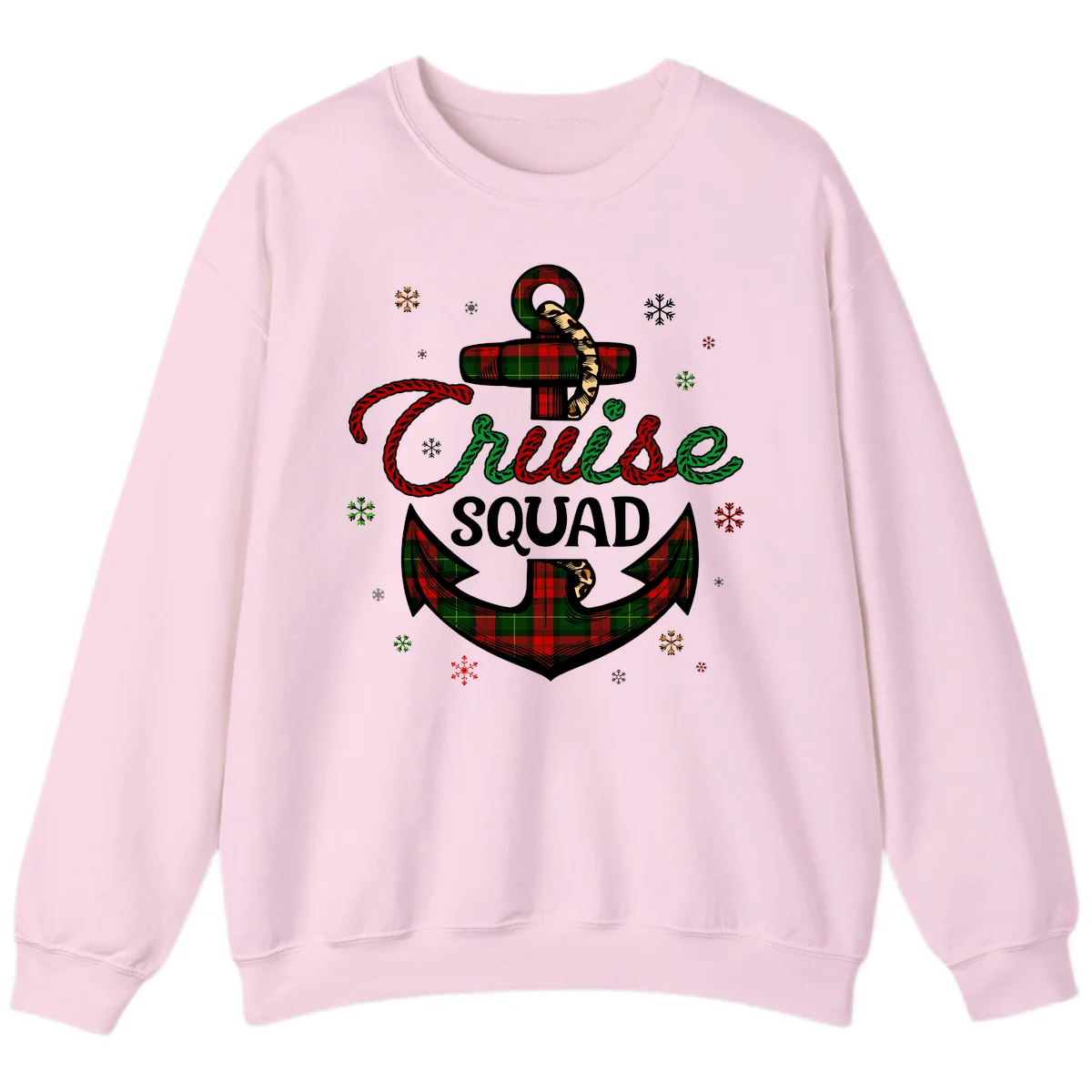 Cruise Squad Anchor Holiday Sweatshirt in Light Pink