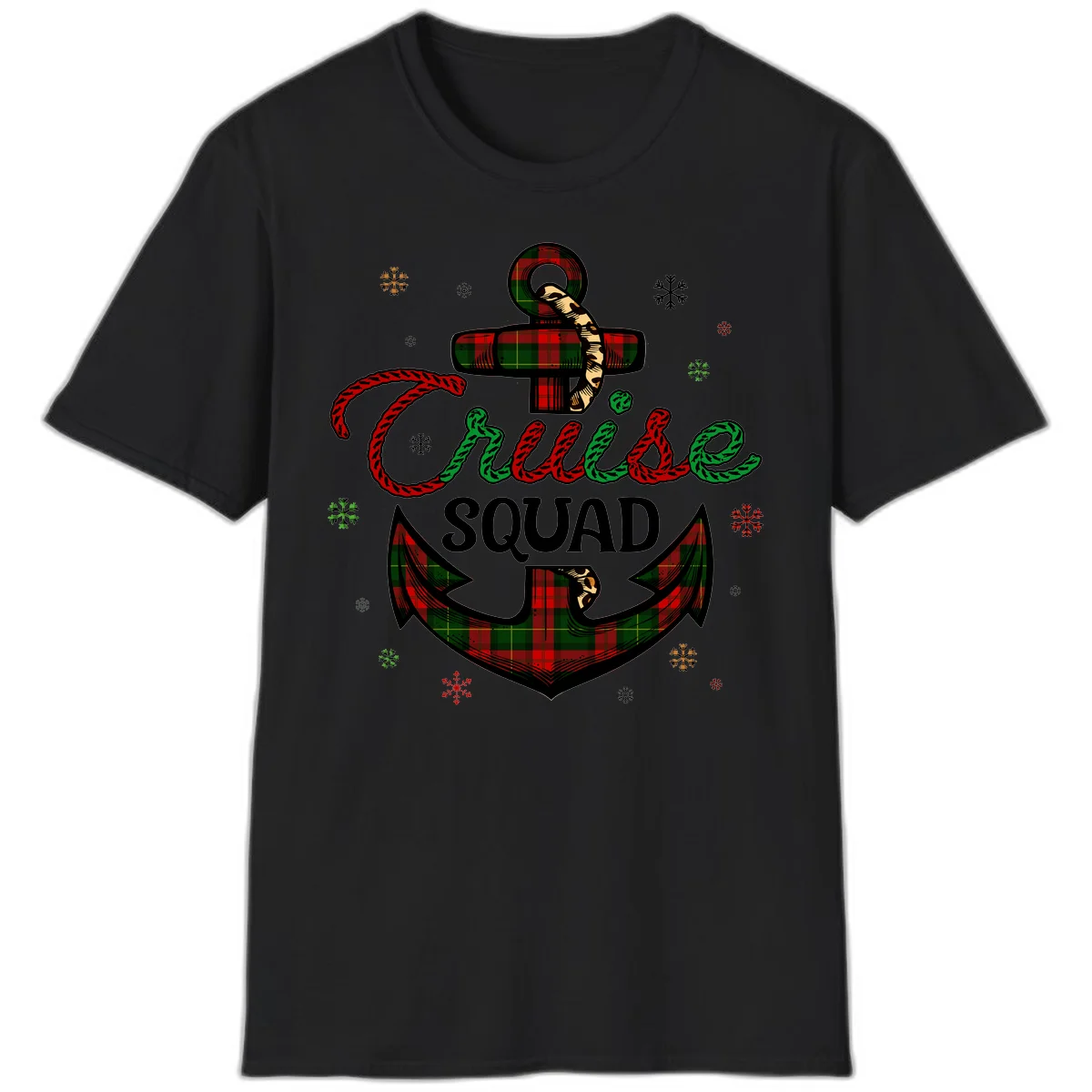 Cruise Squad Anchor Holiday T-Shirt in Black
