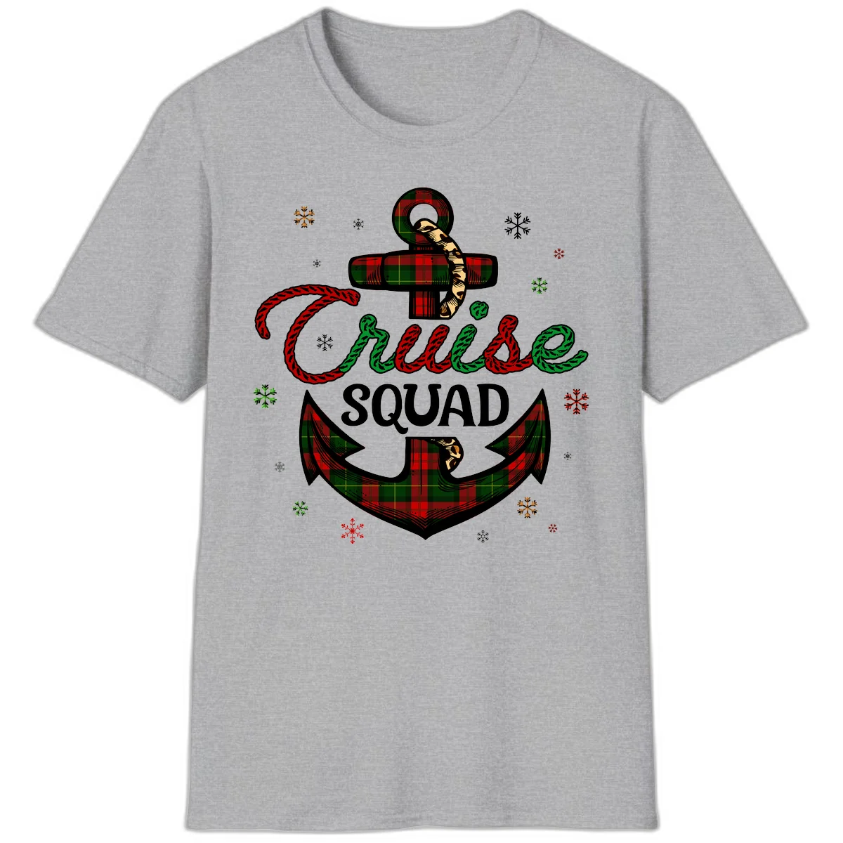 Cruise Squad Anchor Holiday T-Shirt in Sport Grey