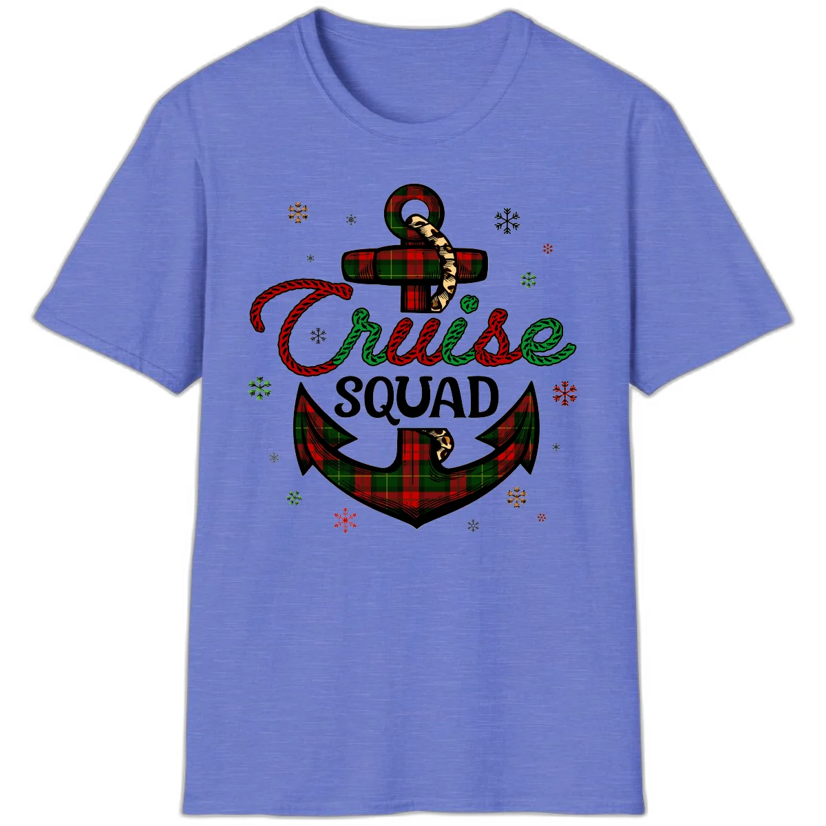 Cruise Squad Anchor Holiday T-Shirt in Heather Royal