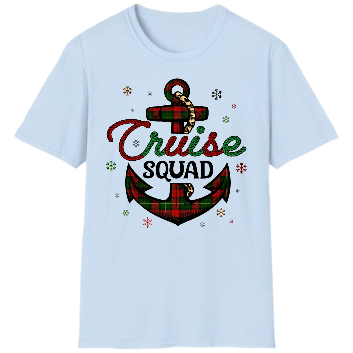 Cruise Squad Anchor Holiday T-Shirt in Light Blue