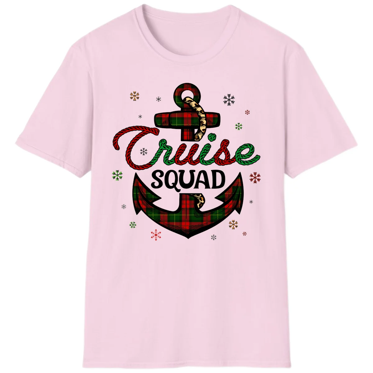 Cruise Squad Anchor Holiday T-Shirt in Light Pink