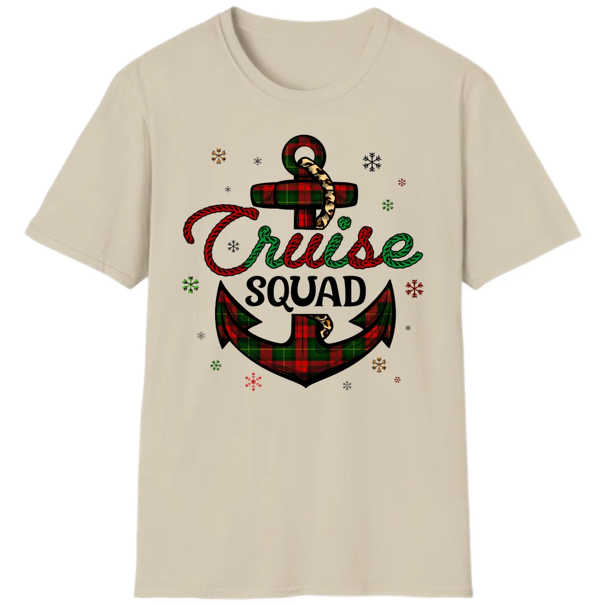 Cruise Squad Anchor Holiday T-Shirt in Sand