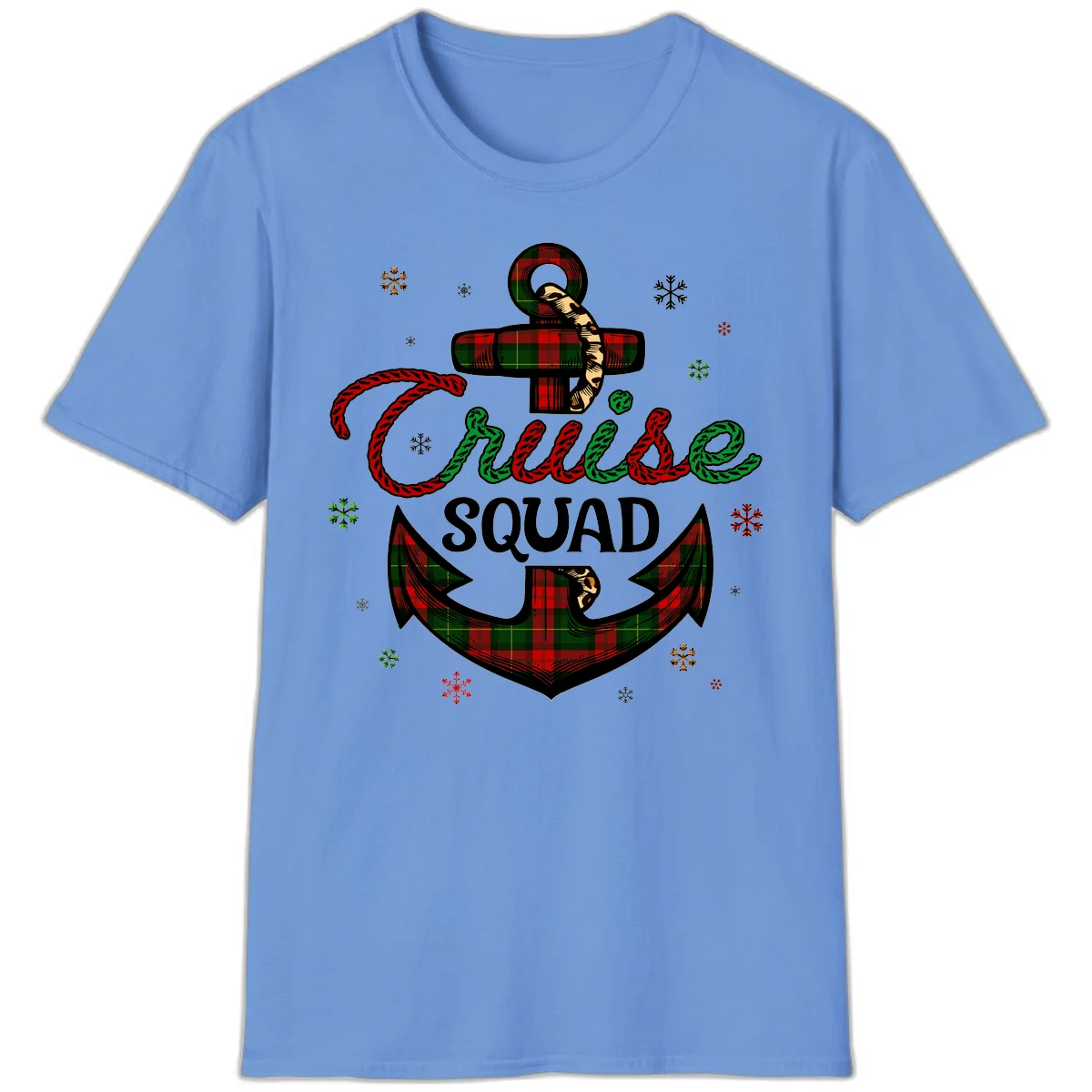 Cruise Squad Anchor Holiday T-Shirt in Carolina Blue