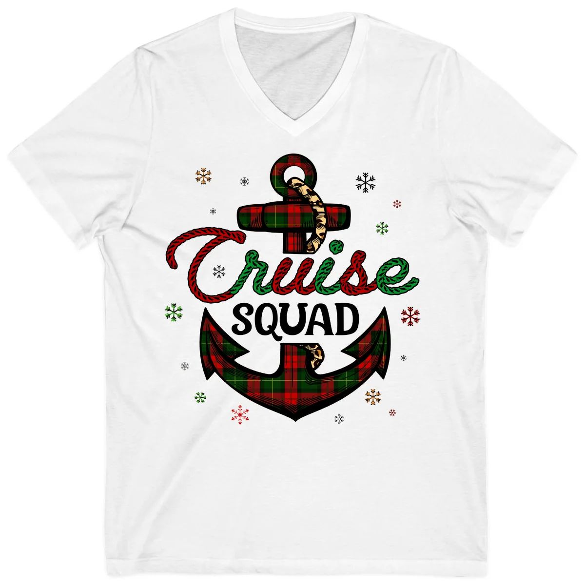 Cruise Squad Anchor Holiday V-Neck in White