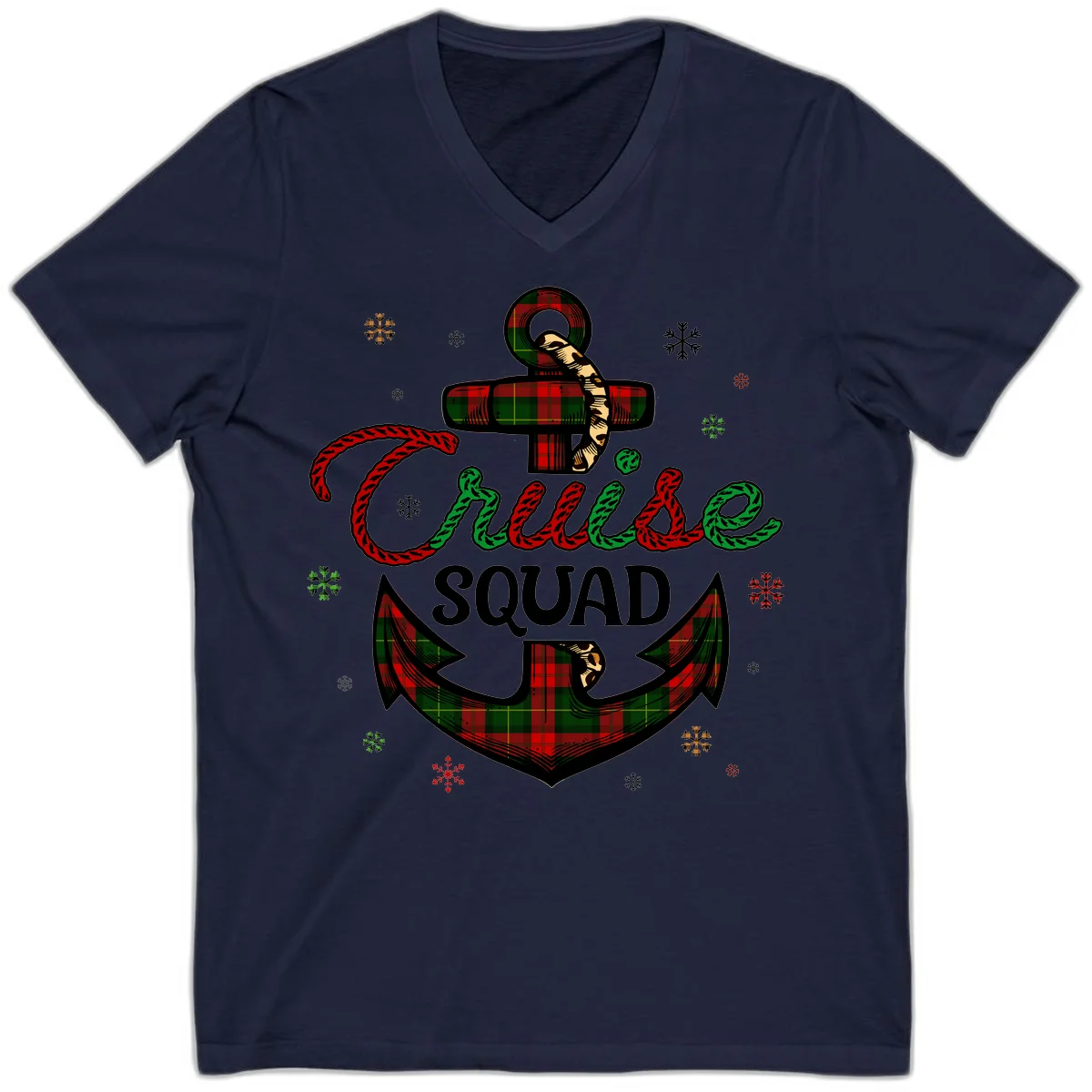 Cruise Squad Anchor Holiday V-Neck in Navy