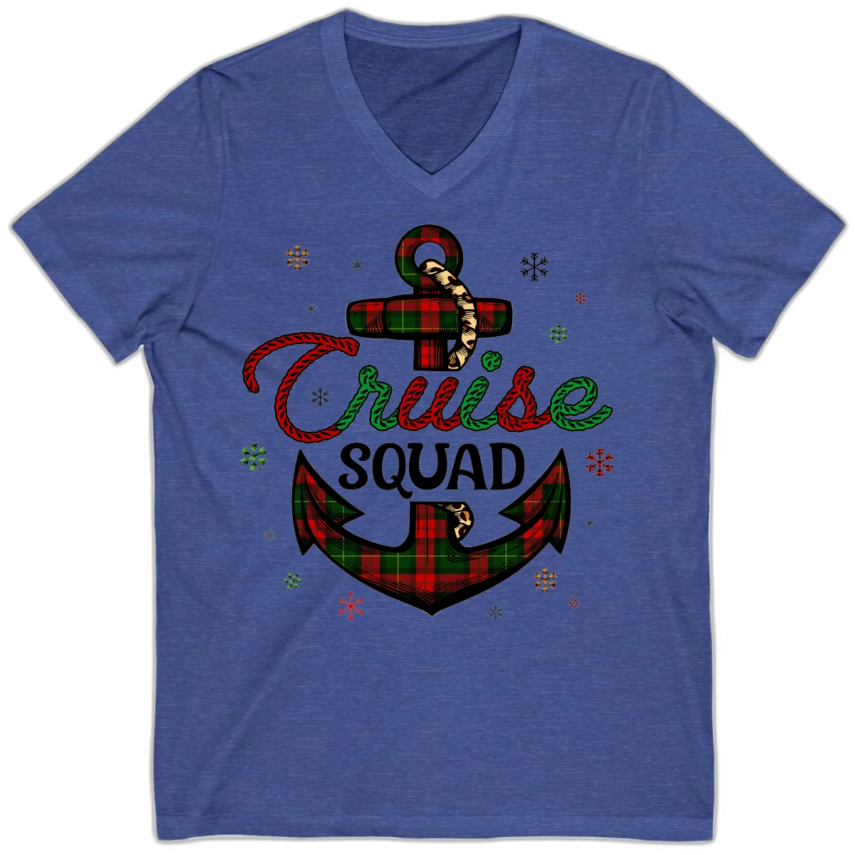 Cruise Squad Anchor Holiday V-Neck in Heather True Royal