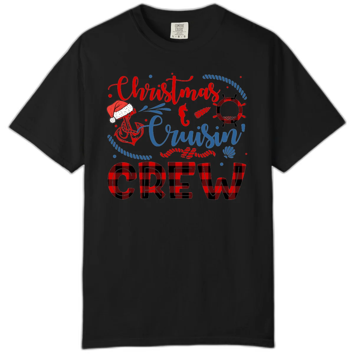 Christmas Cruisin' Cousin Crew Comfort Color Tee in Black