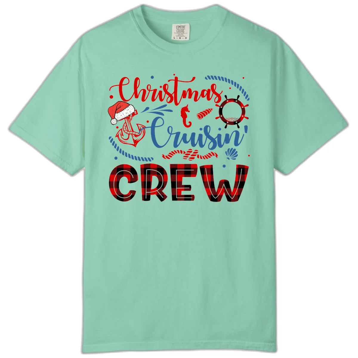 Christmas Cruisin' Cousin Crew Comfort Color Tee in Island Reef