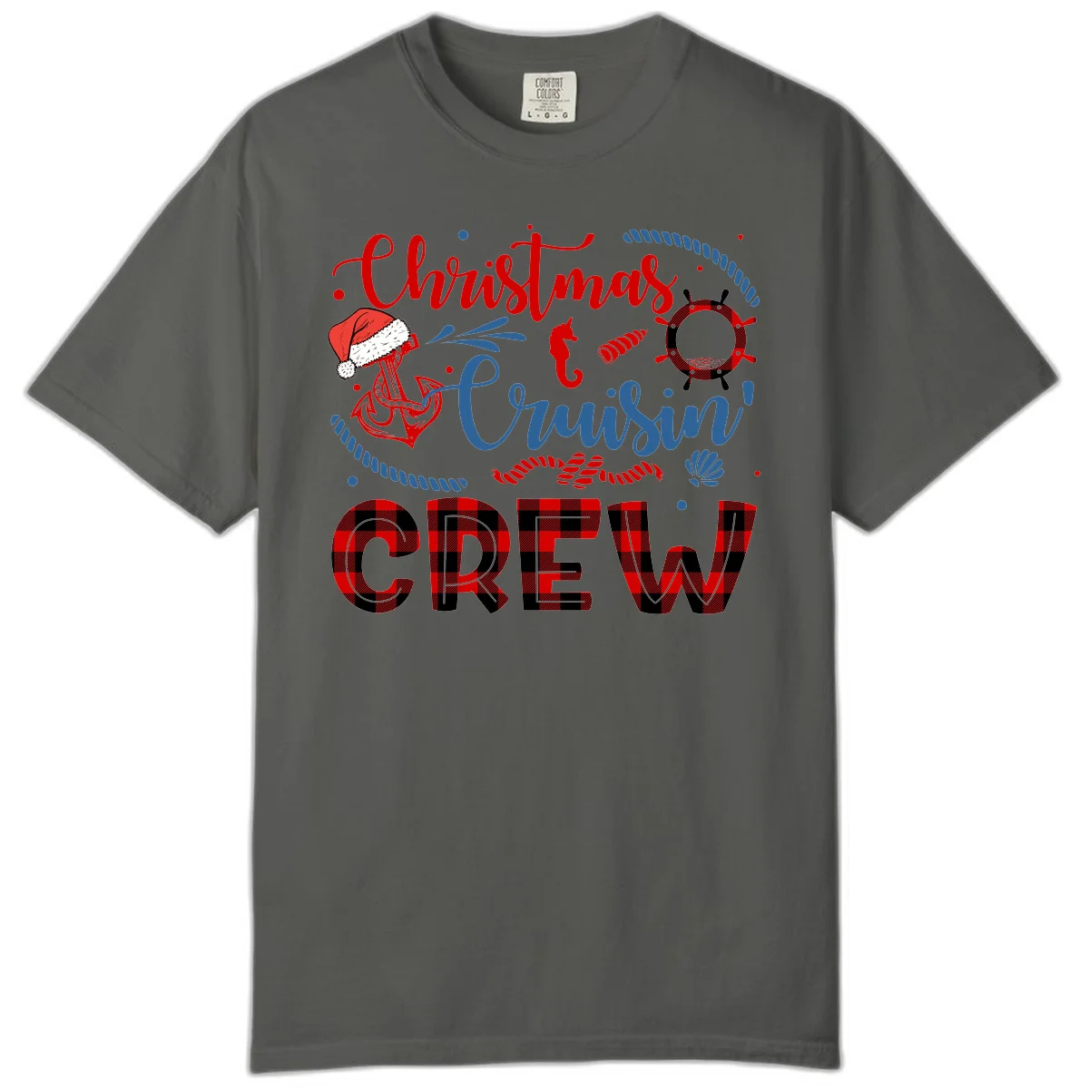 Christmas Cruisin' Cousin Crew Comfort Color Tee in Pepper
