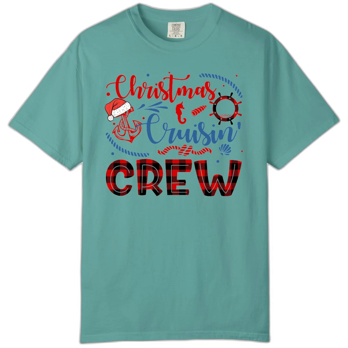 Christmas Cruisin' Cousin Crew Comfort Color Tee in Seafoam