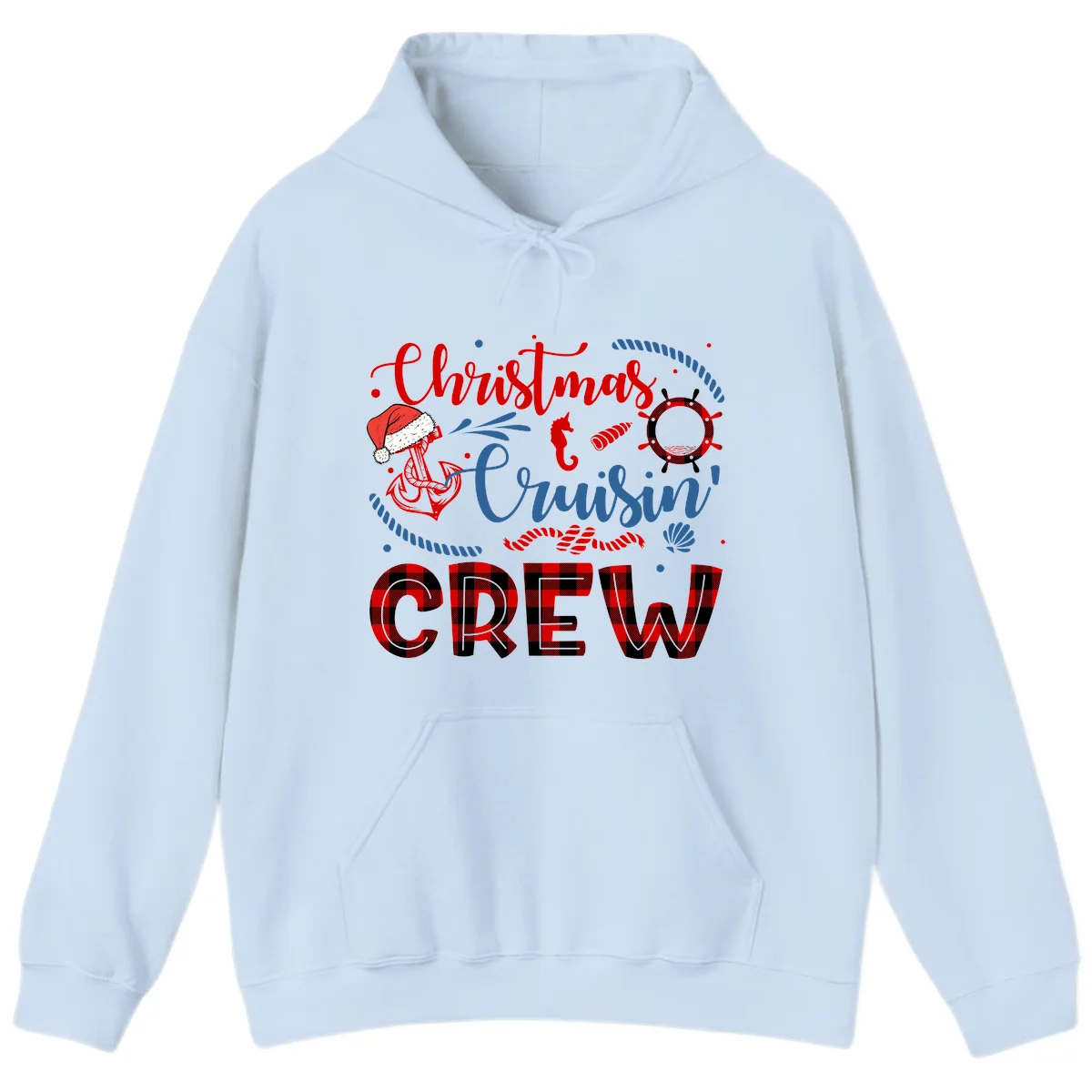 Christmas Cruisin' Cousin Crew Hoodie in Light Blue