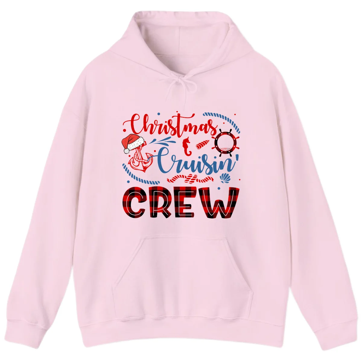 Christmas Cruisin' Cousin Crew Hoodie in Light Pink