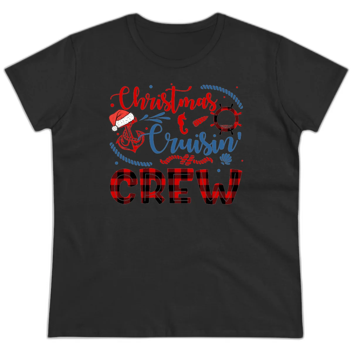 Christmas Cruisin' Cousin Crew Ladies Tee in Black