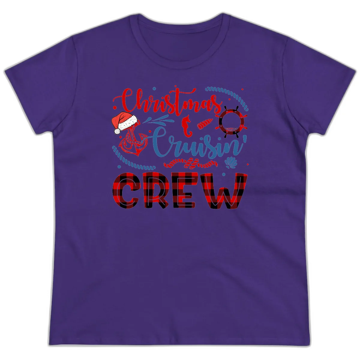 Christmas Cruisin' Cousin Crew Ladies Tee in Purple